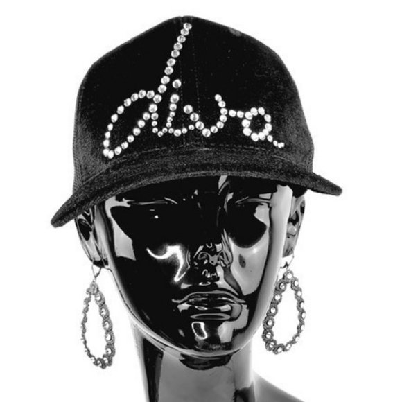 Diva Black Velvet Cap with Swarovski Crystals. - Picture 1 of 5